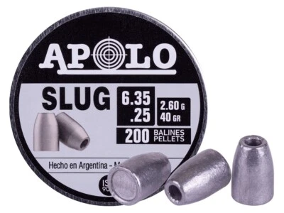 APOLO Slug HP 200 Count HOLLOW POINT 6.35mm .25 Caliber 40gr Airgun Pellets