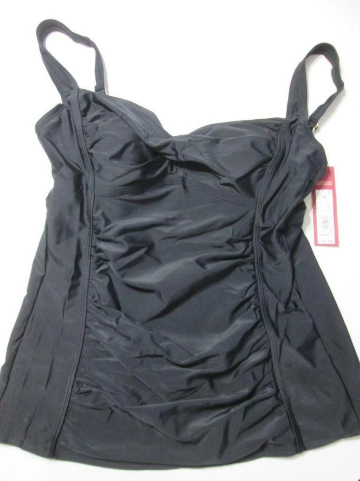 Новый с Ярлыками Merona женщин размер M танкини черный беспроводной с подкладкой чашки собранными в Рюш Beachwear - Изображение 1 из 4