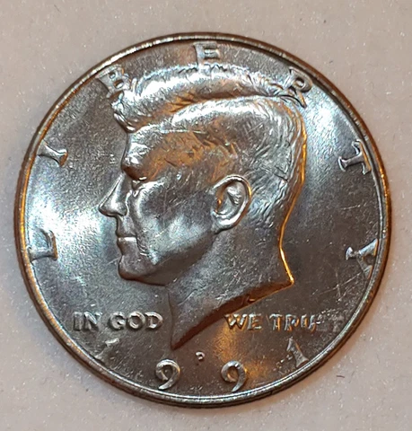 RARE ERROR 1991 P Kennedy 1/2 Dollar Die Break Bottom Arrows Circulated Ungraded Cover