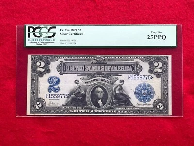 FR-254  RARE KEY 1899 Series $2 Silver Certificate "Mini-Porthole" *PCGS 25 PPQ* - Image 1 of 3