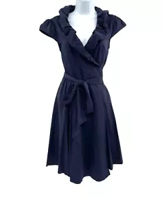 Diane von Furstenberg Damen Größe 2 Bethania Wickelkleid Blau Rüschen Kurzarm - Bild 1 von 13