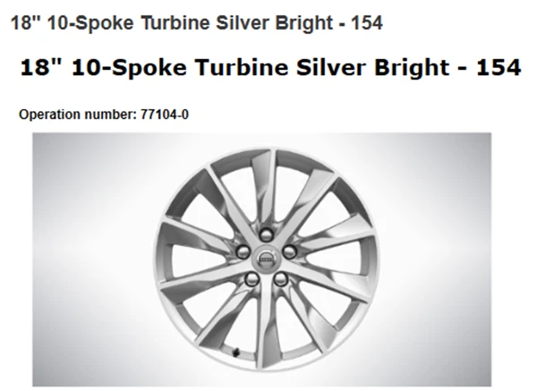 Nuevo Genuino Volvo S90 10 Radios 18 Pulgadas Turbina Plata Brillante Rueda 31434952 Foto 1 de 1