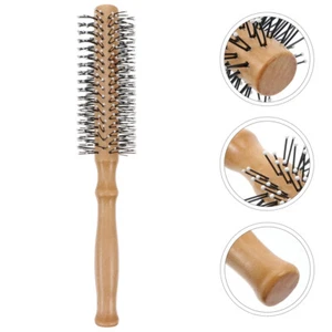 Curly Hair Wooden Roller Comb Detangler Hairbrush Small Round Miss - Picture 1 of 12