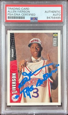 Allen Iverson autografado RC 1996 Upper Deck Philadelphia 76ers PSA Encap - Imagem 1 de 3