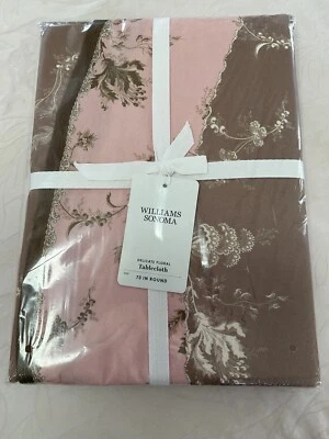 WILLIAMS SONOMA DELICADO MANTEL FLORAL 70" REDONDO 100% ALGODÓN CACAO/ROSA NUEVO CON ETIQUETAS Foto 1 de 4