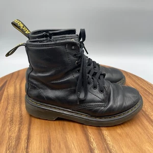 Dr. Martens Airwair JY004 Leather Combat Zip Up Boots 1460 Y Black Boys Size 2 - Picture 1 of 8