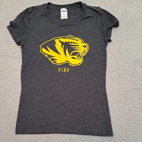 Victoria’s Secret Pink T-Shirt Womens Small Short Sleeve Missouri Tigers Mizzou Cover