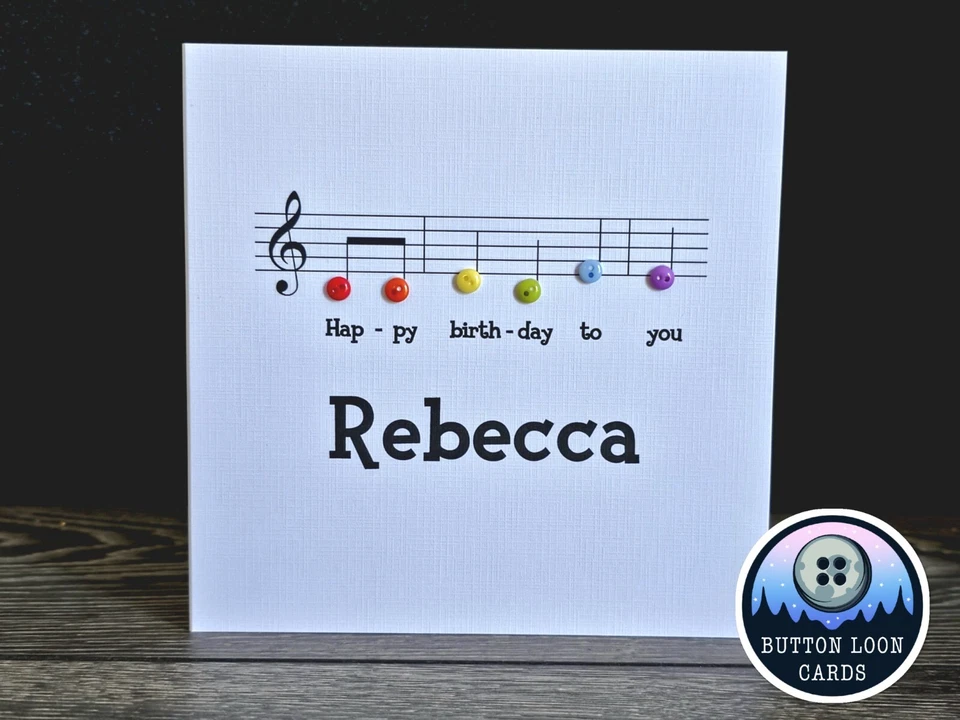 BUTTON LOON CARDS Handmade & Personalised Button Card - Happy Birthday Notes