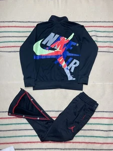Vintage Nike air Jordan tracksuit graffiti logo 2 pc rare 90s youth Lg breakaway - Picture 1 of 14