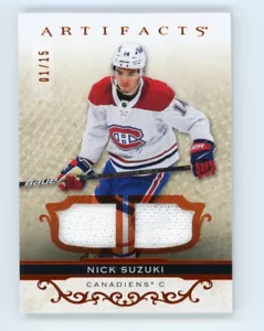 2021-22 Upper Deck Artifacts Nick Suzuki Dual Fight Straps #ed 1/15 Canadiens - Picture 1 of 2
