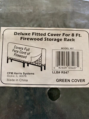 8 Feet Deluxe Firewood Log Rack Cover Protector  Green  New  - Image 1 of 2