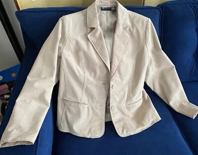 Chaqueta de cuero gamuza para mujer talla L (XL?) Color neutro Foto 1 de 4