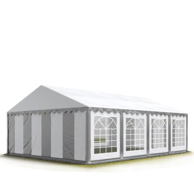 5x8m PVC Partyzelt Bierzelt Zelt Gartenzelt Festzelt Pavillon grau-weiß NEU - Bild 1 von 4