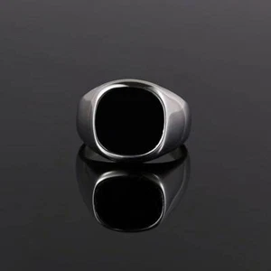 Black Onyx Signet Ring 925 Sterling Silver Ring Pinky Signet Ring Men Gift - Picture 1 of 3