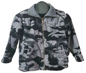 Boy's Reversible Camo Fleece Jacket Grey and Black Corduroy Route 66 Size 6/7 - Picture 1 of 15