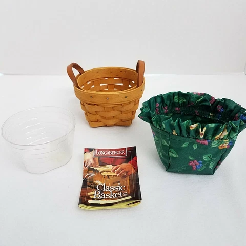 Longaberger VTG Thyme Booking Basket+Liner+Protector+Product Card 1997 RETIRED Cover