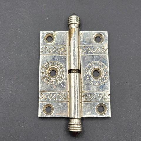 Antique H & Co 2.5" x 3.25" Chrome Door Hinge Architectural Salvage Hardware Cover