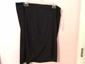 NY Collection Women New Black Skirt L Drap In Front - Picture 1 of 4