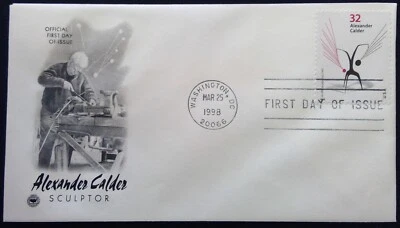 Scott 3202 FDC Un Effet du Japonais Alexander Calder Sculptor Series PCS - Image 1 of 3