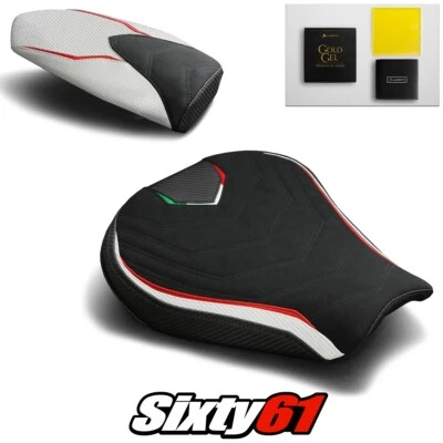 MV Agusta F3 675 800 Seat Covers and Gel 2012-2020 Black White Luimoto Suede - Image 1 of 4