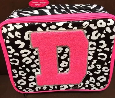 JUSTICE LUNCHBOX PINK "INITIAL" (D,H,I,J,K,R) ZEBRA /CHEETAH! ***BLOWOUT SALE**