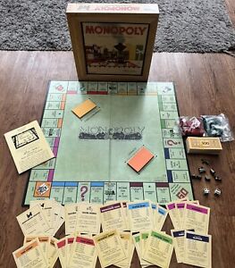 Vintage Wooden Monopoly Board Game 100% Complete Parker Brothers Edition In VGC
