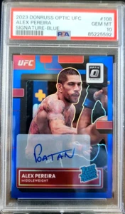 Alex Pereira Rookie Auto Blue /49 - 2023 Donruss Optic UFC PSA 10 - Picture 1 of 2