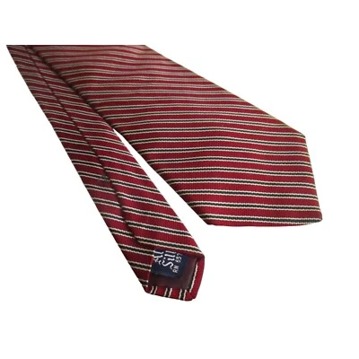 Corbata de seda roja vintage para hombre 3” 56” a rayas Foto 1 de 3