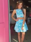 Lilly Pulitzer Melody Crop Top and Skirt Two Piece Set Size 12 Blue and White