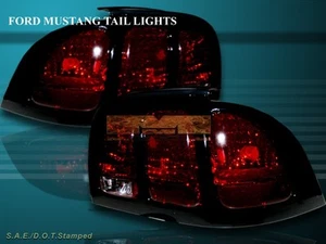 94-98 FORD MUSTANG ALTEZZA TAIL LIGHTS DARK RED 95 96 97 - Picture 1 of 2