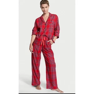 Victoria's Secret Pyjama Set rot kariert Nachtwäsche Langarm L Damen Neu mit Etikett - Bild 1 von 10