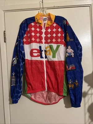 RARE Vintage Voler Ebay Promo  Cycling Bicycle Racing Windbreaker Jacket Sz L - Image 1 of 4