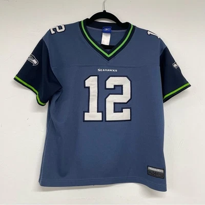 Camiseta de fútbol americano Reebok NFL Seattle Seahawks azul 12º hombre mujer S Foto 1 de 4