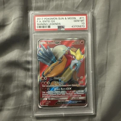 Pokemon TCG Entei GX Full Art Holo Ultra Rare Card 71/73 Shining Legends PSA 10 - Image 1 of 4