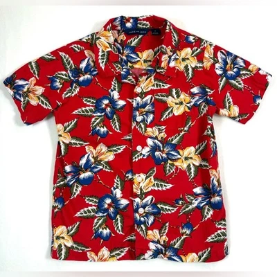JANIE & JACK Boys Short Sleeve Hawaiian Shirt 4 Tropical Floral Cabana Island - Image 1 of 4