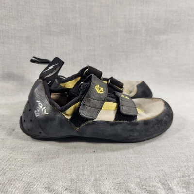 Evolv Kronos Beige Yellow Suede Rock Climbing Shoes Womens Size 6.5 Straps - Image 1 of 4