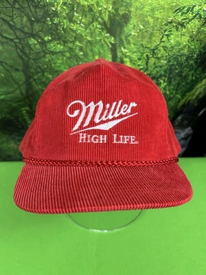 Boné vintage raro marca KC Tag Miller alta vida corda vermelha veludo Snapback - Imagem 1 de 4