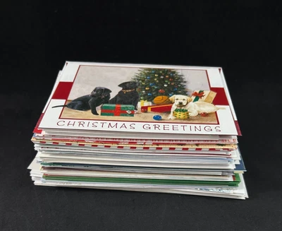 Lote de 84 Cartões de Natal Não Usados com Envelopes Variedade #2 - Cães Animais Papai Noel + - Imagem 1 de 4