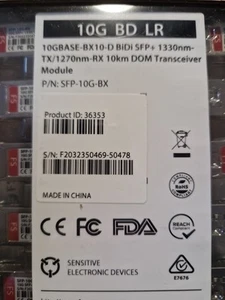 10GBASE-BX10-D BiDI SFP+ 1330nm-TX/1270nm-RX 10km DOM TRANSCEIVER MODULE - Afbeelding 1 van 5