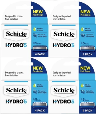 4 x Schick Hydro 5 4 Pack Razor Cartridges - New - image 1 of 4