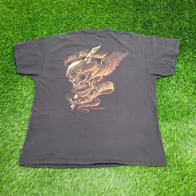 Camisa alada Fiery Skull Skeleton XL 24x29 negra descolorida Foto 1 de 4