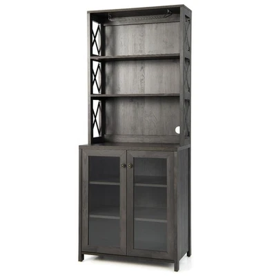 Kitchen Pantry Sideboard Kitchen Buffet Hutch w/ Open Shelf & Glass Holder - Image 1 of 4