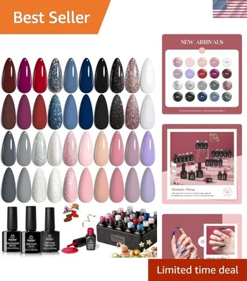 Juego de esmalte de uñas en gel de lujo - 20 tonos y base/capa superior para manicuras impresionantes Foto 1 de 4