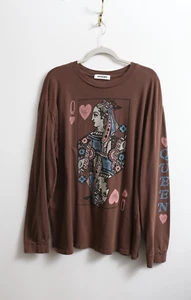 Camiseta Daydreamer Queen Of Hearts marrón de gran tamaño manga larga talla XL - Imagen 1 de 7