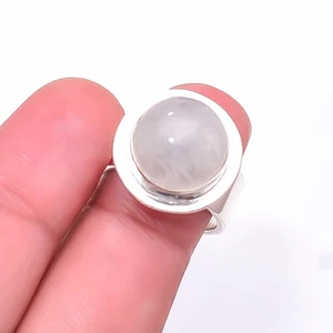 Rainbow Moonstone - India Designer 925 Sterling Silver Handmade Ring S.7 R042045 - Picture 1 of 2