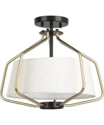 Hangar 2-Light 16"w Semi-Flush Mount/Pendant Light Fixture Antique Bronze - Image 1 of 4