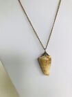 Vintage Natural Shell Pendant Necklace 24” Goldtoned Chain