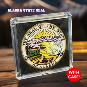 Moneda ALASKA State Seal Challenge Coloreada ¡EE. UU. NUEVA! ¡CON ESTUCHE! - Imagen 1 de 15