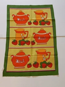 Vintage All Cotton Retro Tea Towel - Picture 1 of 5