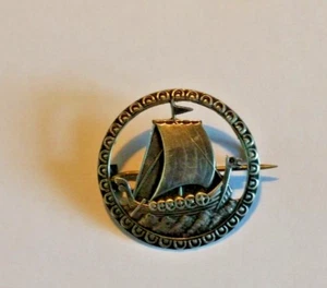 silver viking ship brooch - Picture 1 of 2